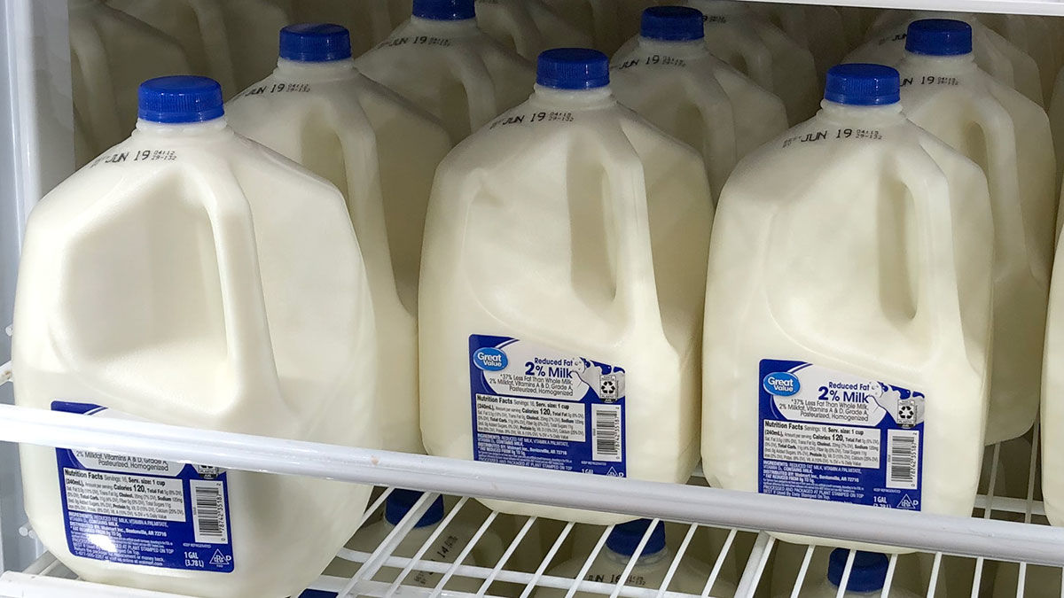 Milk on shelves